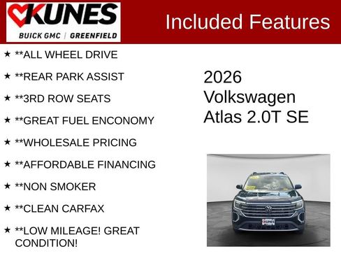 Used 2026 Volkswagen Atlas SE AWD/4WD image 3