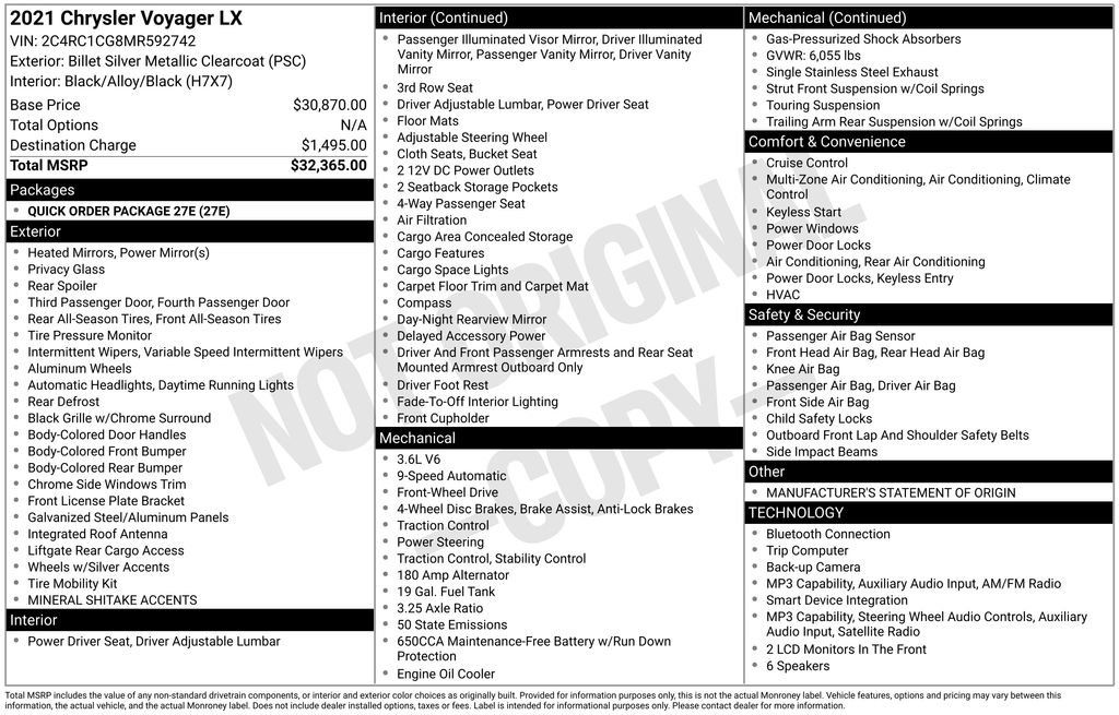 Used 2021 Chrysler Voyager LX FWD image 37