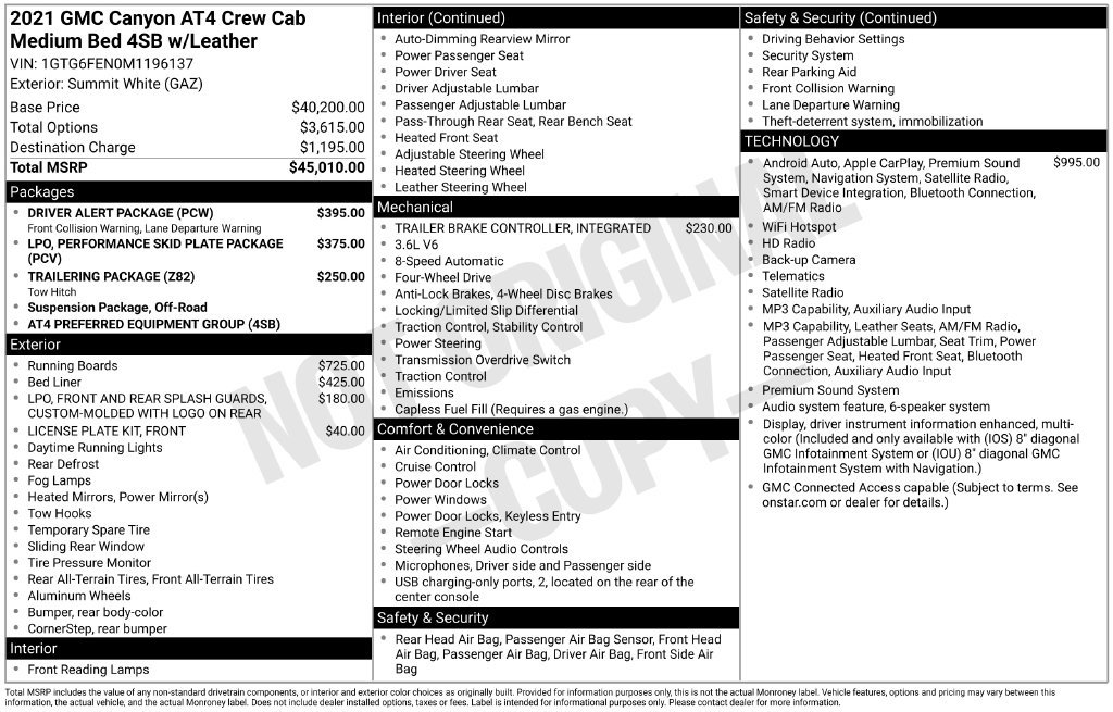Used 2021 GMC Canyon AT4 w/ Driver Alert Package AWD/4WD image 12