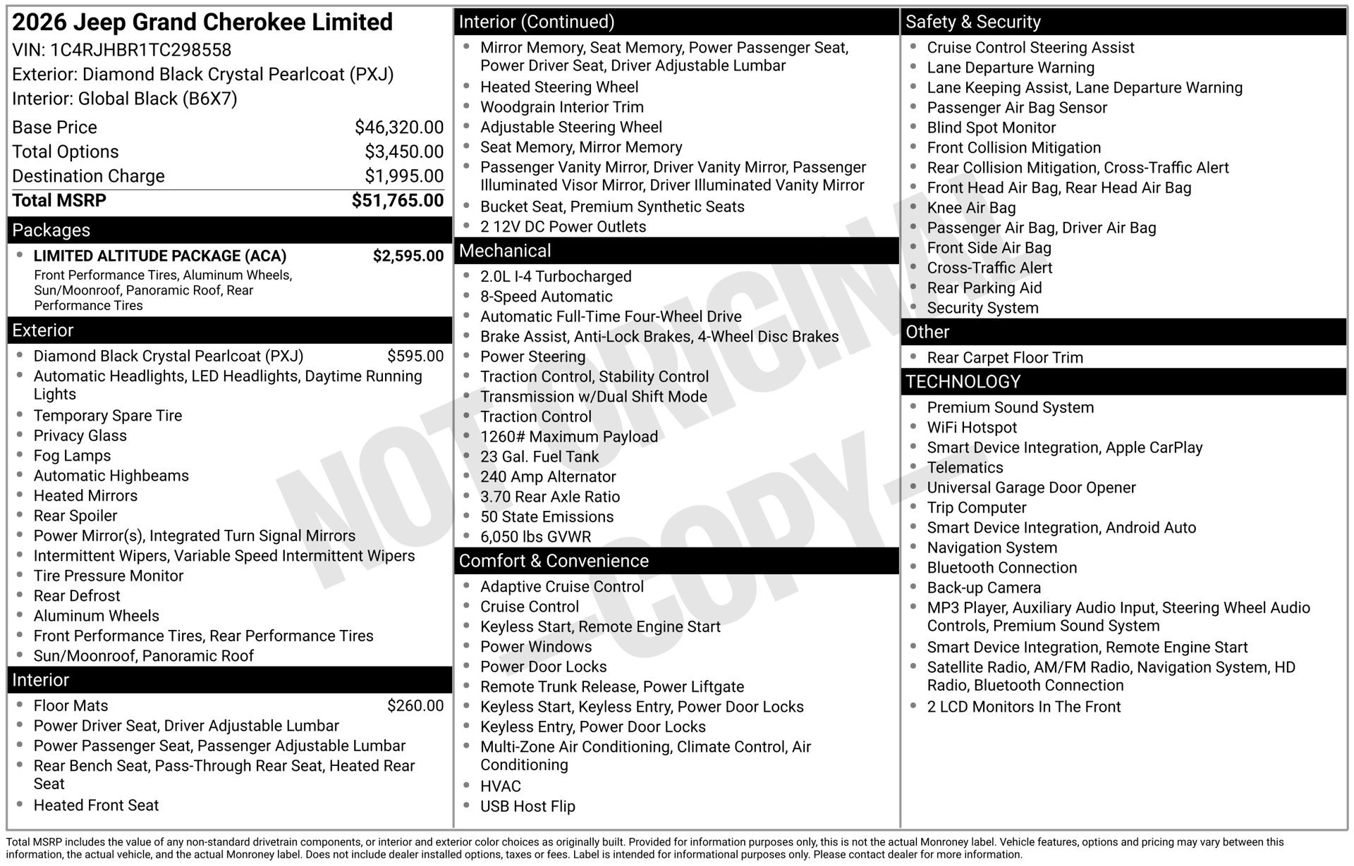 New 2026 Jeep Grand Cherokee Limited w/ Limited Altitude Package AWD/4WD image 3