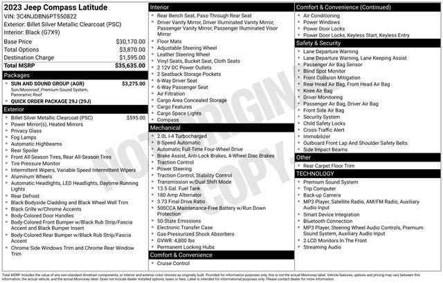 Used 2023 Jeep Compass Latitude w/ Sun and Sound Group AWD/4WD image 45