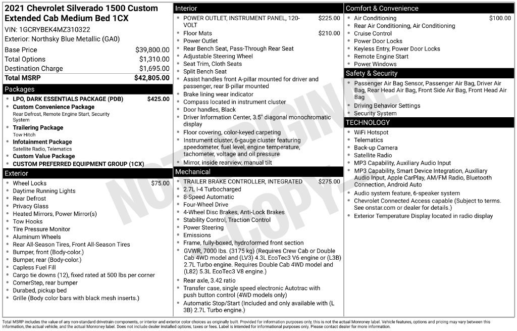 Used 2021 Chevrolet Silverado 1500 Custom w/ LPO, Dark Essentials Package AWD/4WD image 37