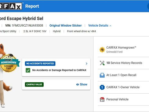 Certified 2022 Ford Escape SEL w/ Technology Package AWD/4WD image 2