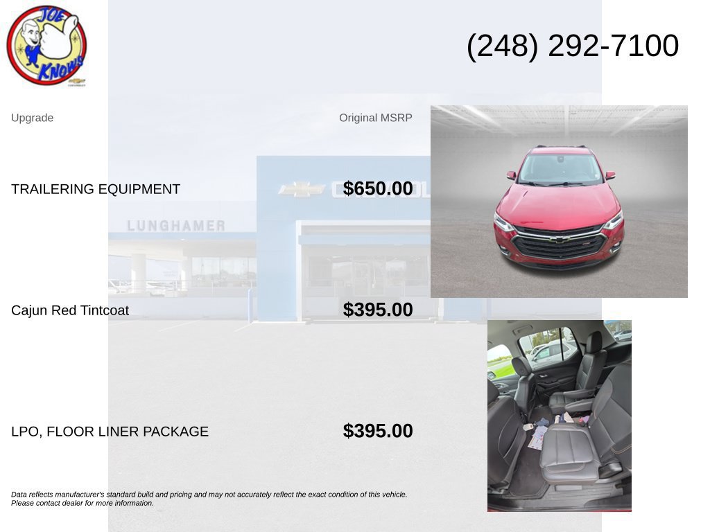 Used 2020 Chevrolet Traverse RS w/ LPO, Floor Liner Package FWD image 5