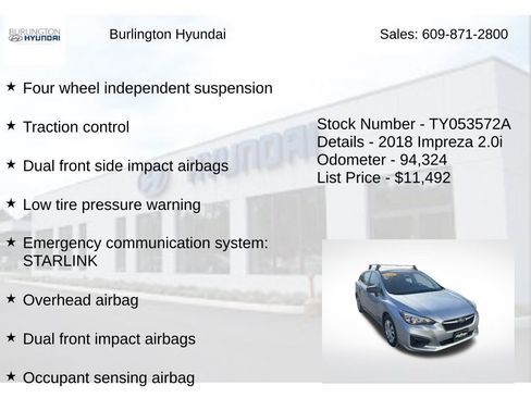 Used 2018 Subaru Impreza 2.0i image 10