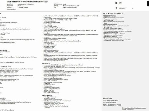 Certified 2025 MAZDA CX-70 Plug-In Hybrid w/ Premium Plus image 27