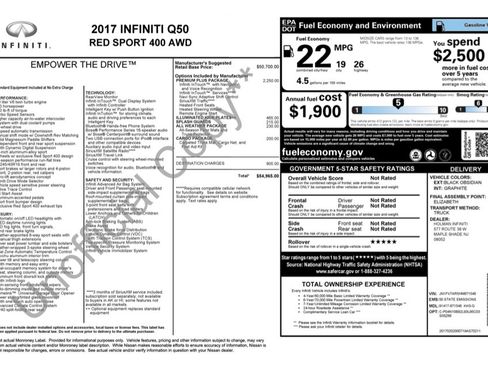 Used 2017 INFINITI Q50 Red Sport 400 image 2