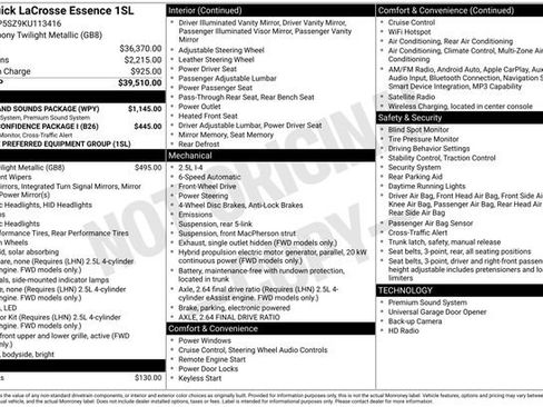 Used 2019 Buick LaCrosse Essence w/ Sights and Sounds Package FWD image 3
