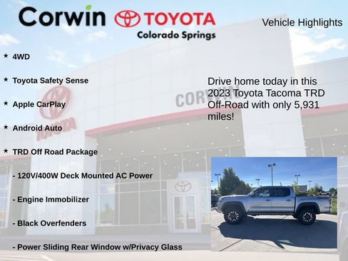 Used 2023 Toyota Tacoma TRD Off-Road w/ Technology Package AWD/4WD image 7