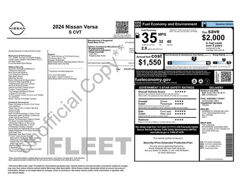 Used 2024 Nissan Versa S w/ Trunk Package FWD image 16
