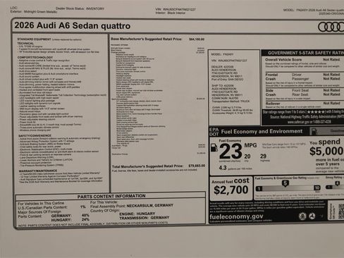 New 2026 Audi A6 Prestige image 32