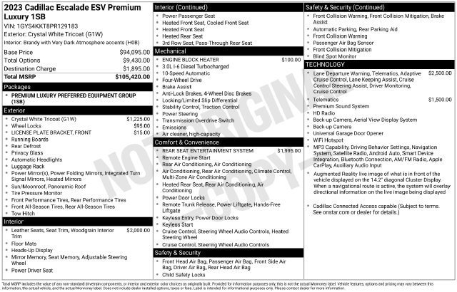 Certified 2023 Cadillac Escalade ESV Premium Luxury AWD/4WD image 34