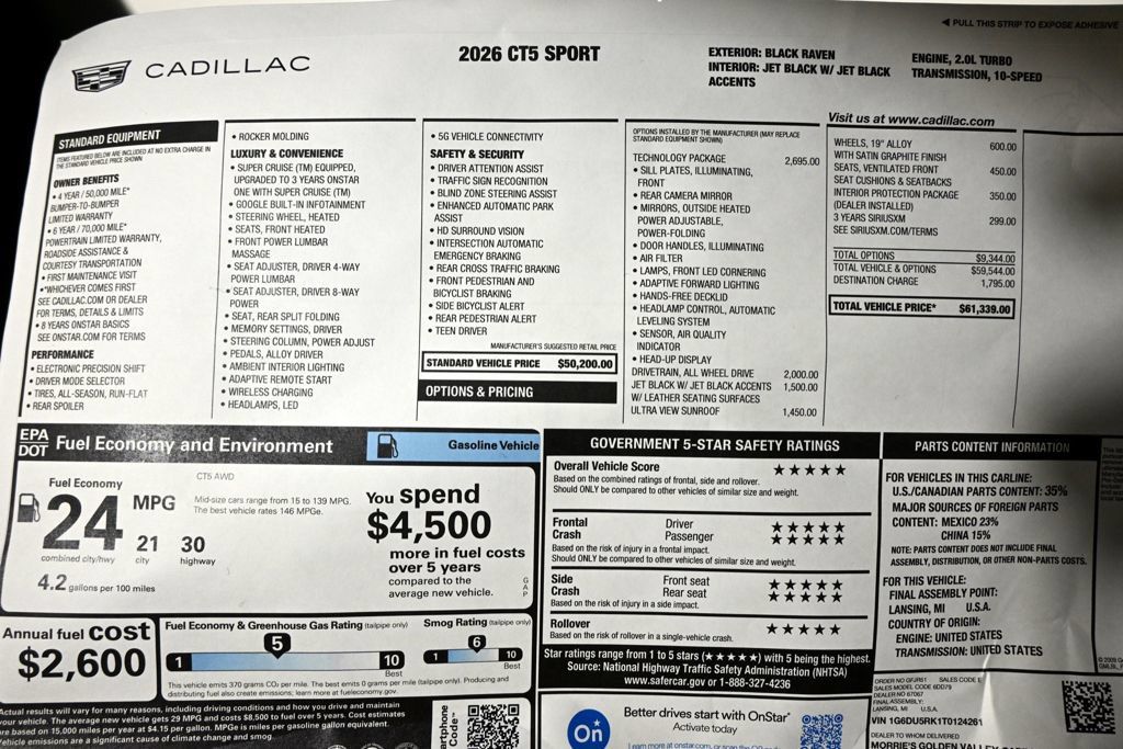 New 2026 Cadillac CT5 Sport w/ Technology Package AWD/4WD image 36
