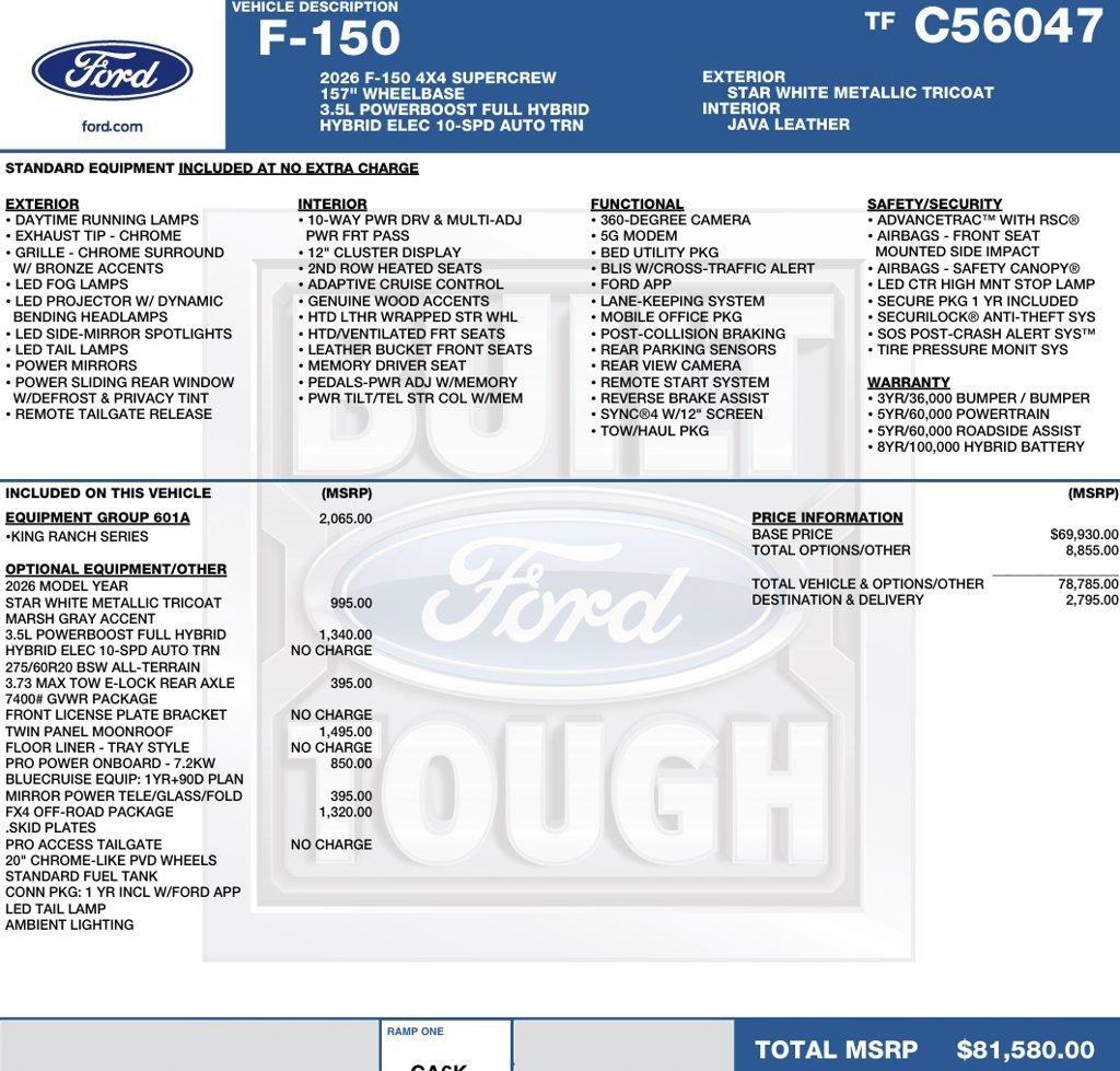 New 2026 Ford F150 King Ranch w/ Equipment Group 601A High AWD/4WD image 2