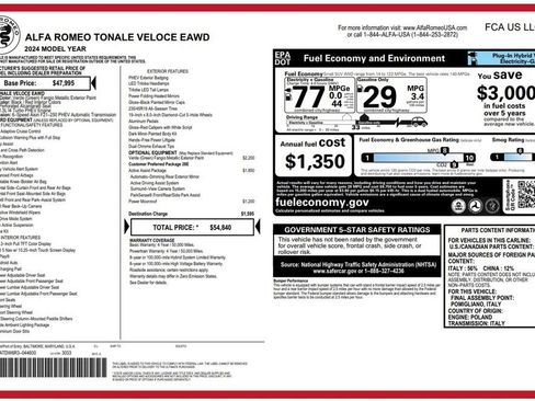 Used 2024 Alfa Romeo Tonale Veloce w/ Active Assist Package image 3