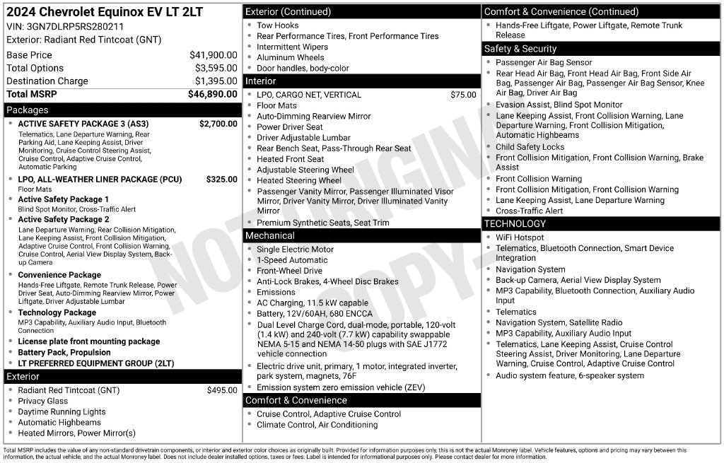 Used 2024 Chevrolet Equinox EV LT w/ Active Safety Package 3 FWD image 11