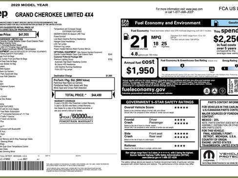 Used 2020 Jeep Grand Cherokee Limited w/ Premium Lighting Group AWD/4WD image 4