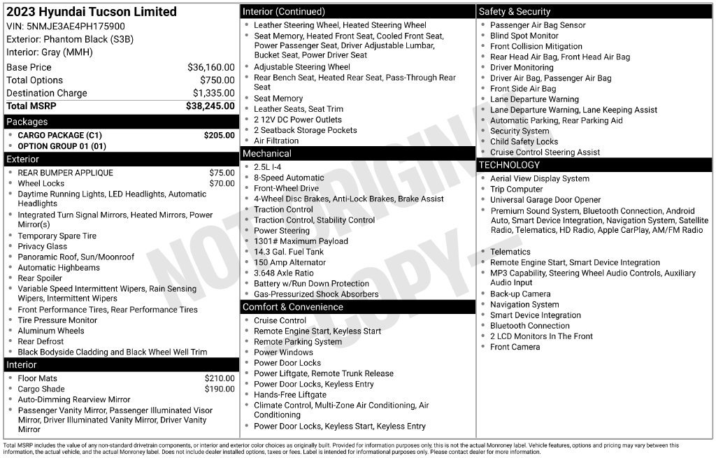 Certified 2023 Hyundai Tucson Limited w/ Cargo Package FWD image 32