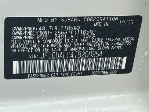 New 2026 Subaru Impreza 2.0i Sport image 26