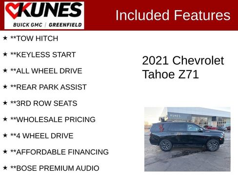 Used 2021 Chevrolet Tahoe Z71 w/ Z71 Signature Package image 3