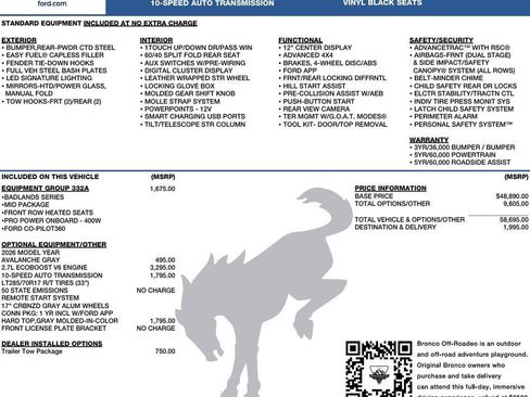 New 2026 Ford Bronco Badlands AWD/4WD image 2