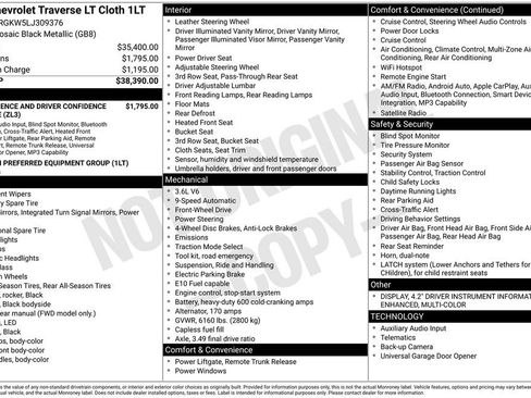 Used 2020 Chevrolet Traverse LT image 1