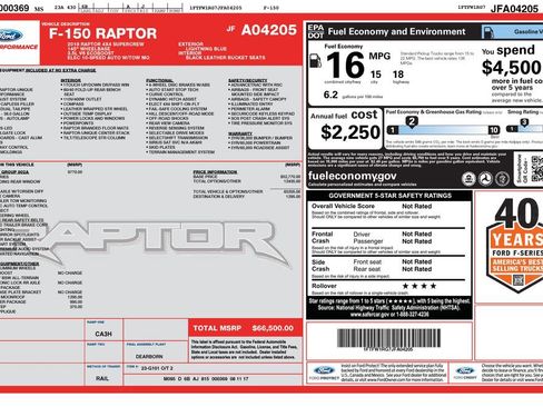 Used 2018 Ford F150 Raptor w/ Equipment Group 802A Luxury AWD/4WD image 2