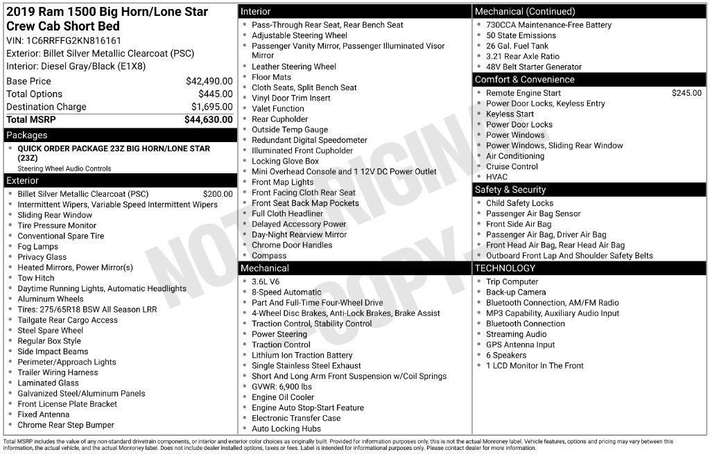 Used 2019 RAM 1500 Big Horn AWD/4WD image 1