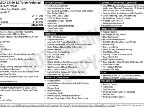 Certified 2025 MAZDA CX-90 3.3 Turbo w/ Preferred Package image 26
