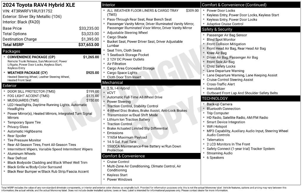 Used 2024 Toyota RAV4 XLE w/ Convenience Package AWD/4WD image 35