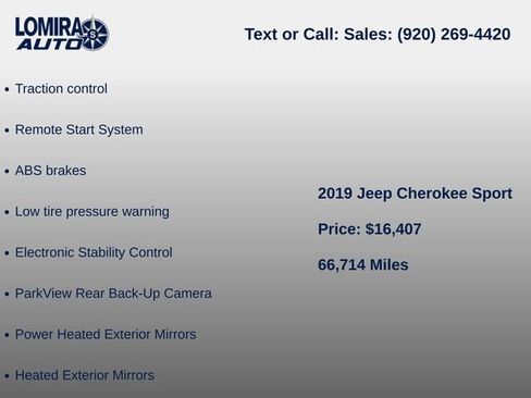 Used 2019 Jeep Cherokee Sport w/ Cold Weather Group AWD/4WD image 10