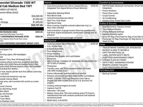 Used 2018 Chevrolet Silverado 1500 W/T w/ Trailering Package AWD/4WD image 34