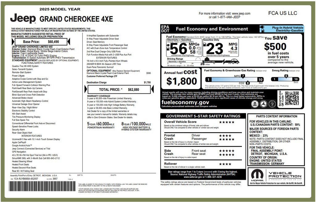 Used 2025 Jeep Grand Cherokee Limited 4xe AWD/4WD image 4