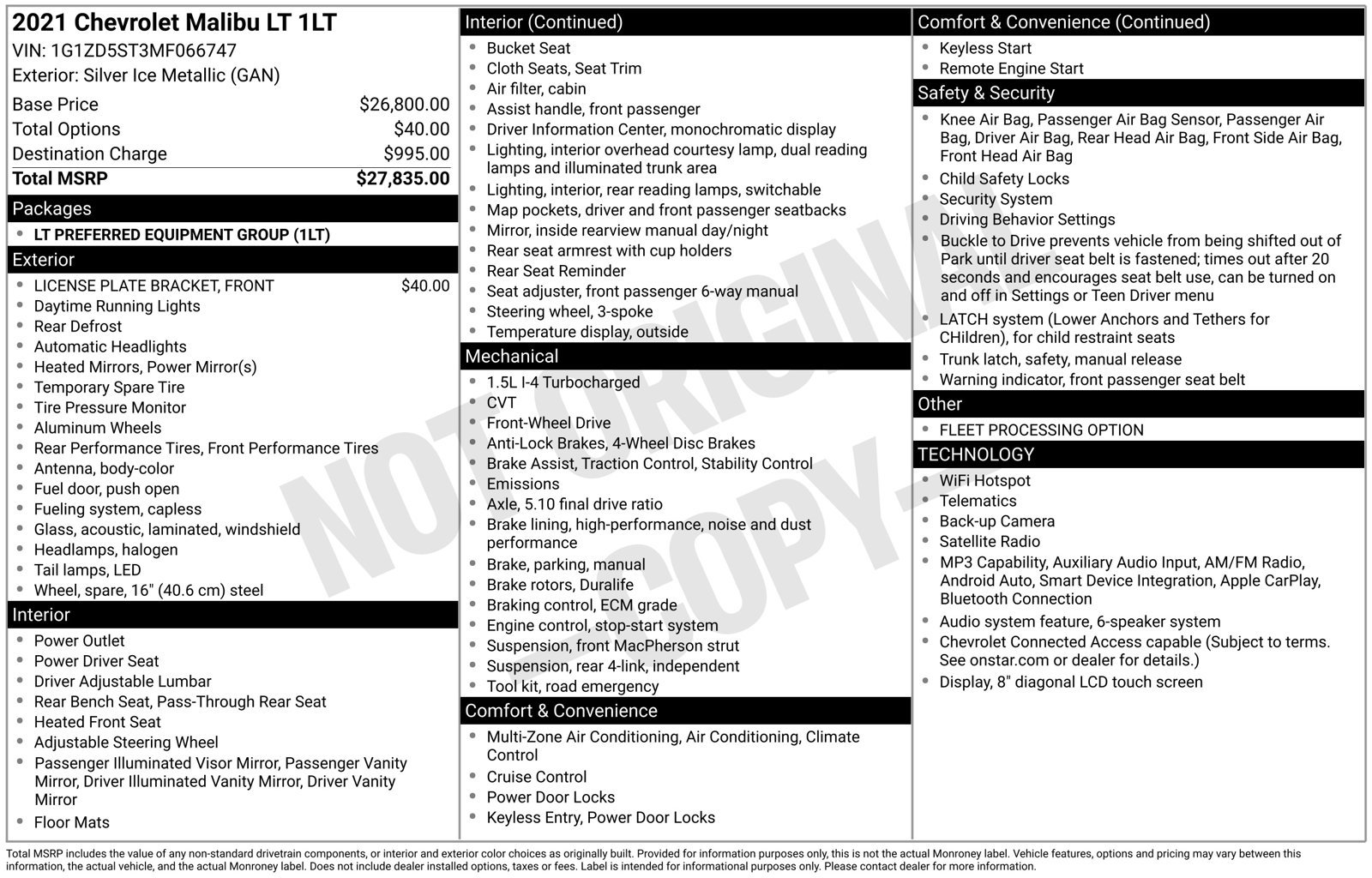 Used 2021 Chevrolet Malibu LT FWD image 2