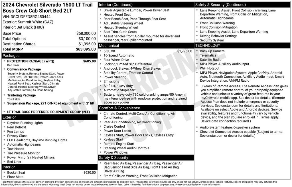 Used 2024 Chevrolet Silverado 1500 LT Trail Boss w/ Protection Package AWD/4WD image 2