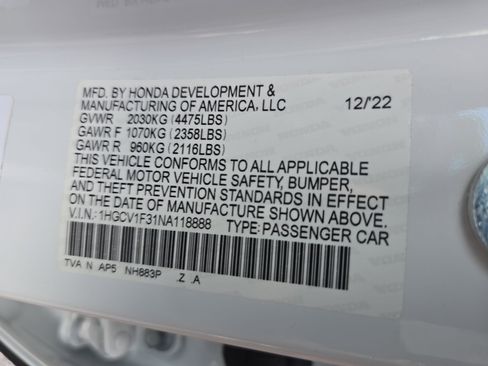 Certified 2022 Honda Accord Sport image 33