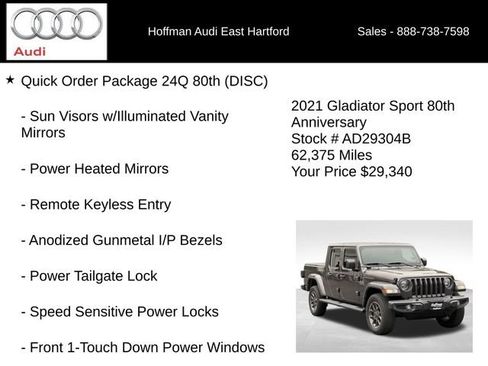Used 2021 Jeep Gladiator Sport w/ Quick Order Package 24Q 80Th AWD/4WD image 12