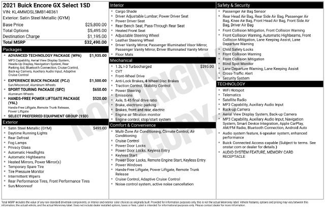 Used 2021 Buick Encore GX Select w/ Advanced Technology Package FWD image 11