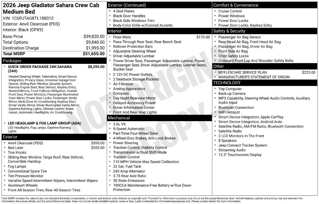 Used 2026 Jeep Gladiator Sport AWD/4WD image 2