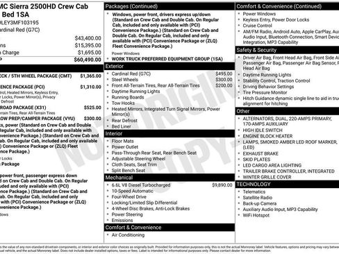 Certified 2021 GMC Sierra 2500 4x4 Crew Cab w/ Gooseneck/5TH Wheel Package image 36