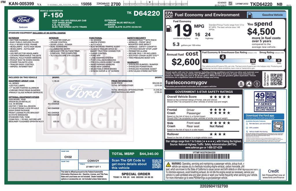 New 2026 Ford F150 XL w/ Equipment Group 103A High RWD image 6