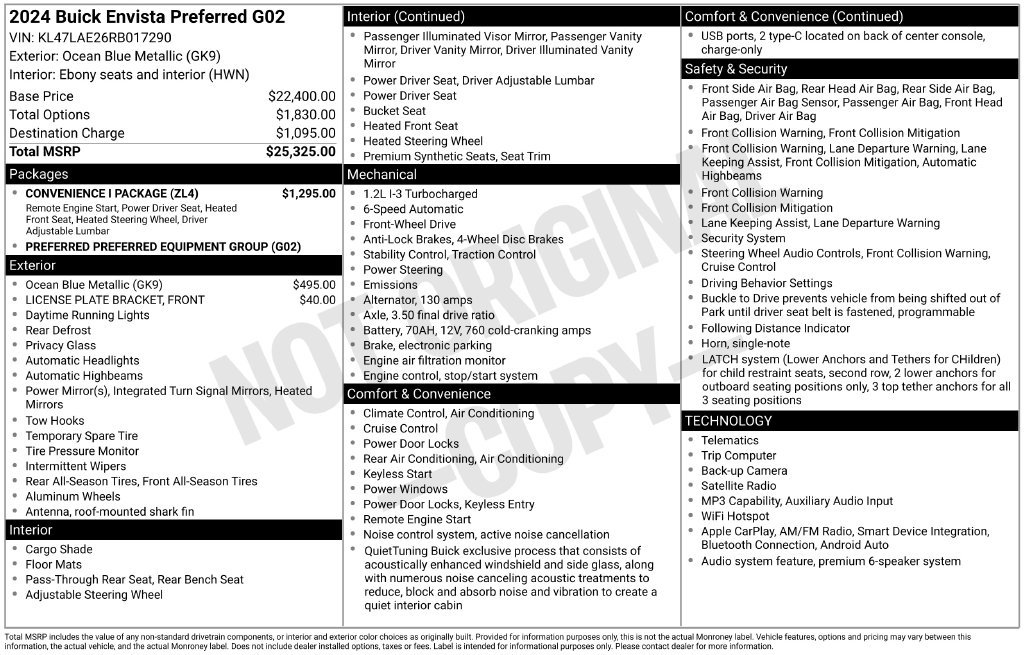 Used 2024 Buick Envista Preferred w/ Convenience I Package FWD image 4
