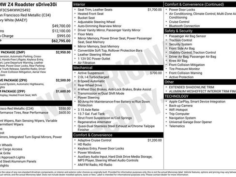 Used 2019 BMW Z4 sDrive30i w/ M Sport Package image 2