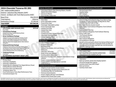 Used 2024 Chevrolet Traverse RS w/ LPO, Floor Liner Package AWD/4WD image 34