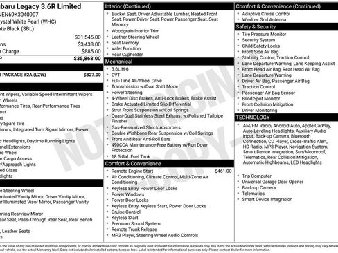 Used 2019 Subaru Legacy 3.6R Limited w/ Popular Package #2A image 15