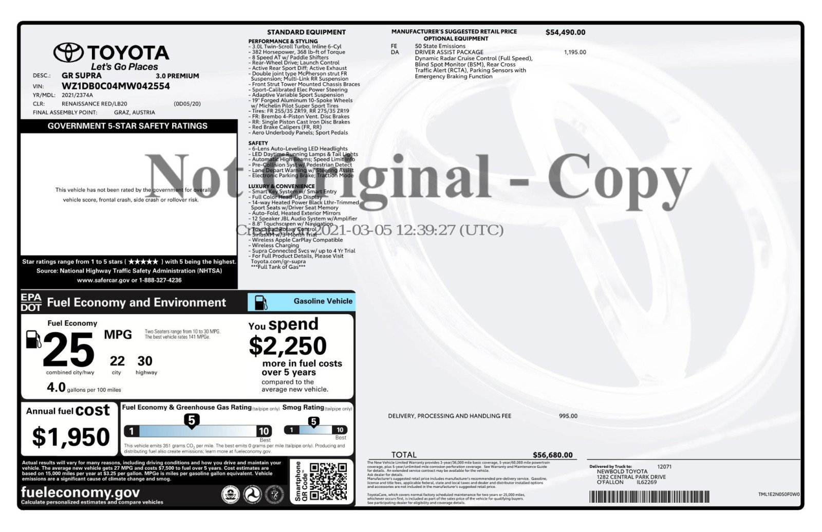 Used 2021 Toyota Supra Premium w/ Driver Assist Package RWD image 64