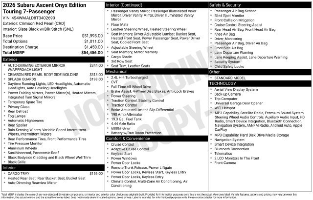 Certified 2026 Subaru Ascent Bronze Edition AWD/4WD image 22
