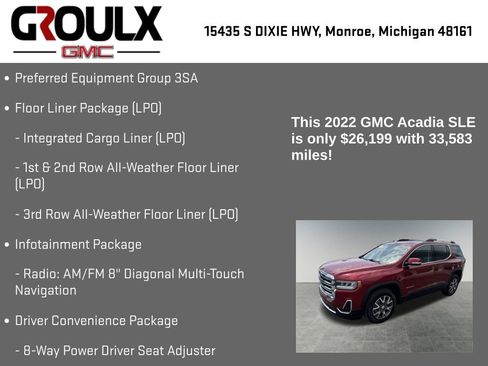 Used 2022 GMC Acadia SLE w/ Driver Convenience Package image 8