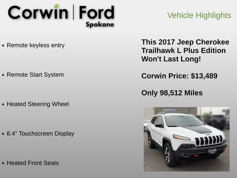 Used 2017 Jeep Cherokee Trailhawk AWD/4WD image 6