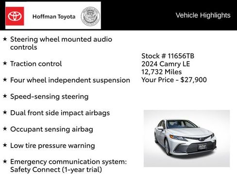 Certified 2024 Toyota Camry LE FWD image 22